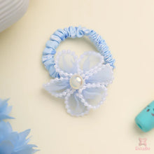 Elegant Pearl Blue Floral Scrunchie