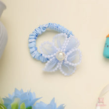 Elegant Pearl Blue Floral Scrunchie