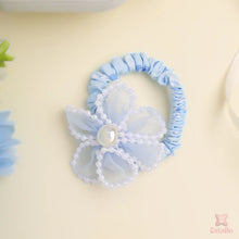 Elegant Pearl Blue Floral Scrunchie