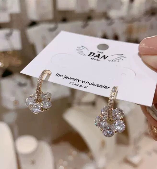 Crystal Flower Drop Earrings
