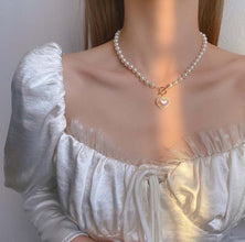 Vintage-Inspired Pearl Necklace with Heart Charm