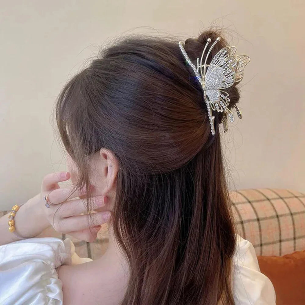 Sparkling Crystal Butterfly Clutcher – Elegant Updo Accessory