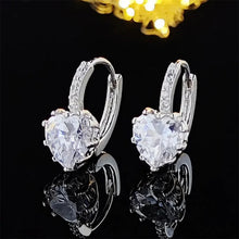 Silver Plated Heart-Shaped Zirconia Hoop Earrings