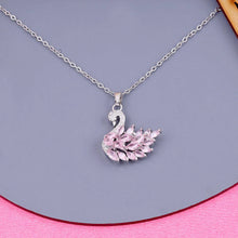 Elegant Swan Pendant with Pink Gem Accents