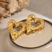 Textured Gold Abstract Heart Earrings