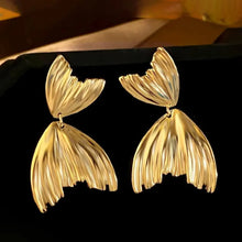 Gold Plated Textured Petal Drop Earrings