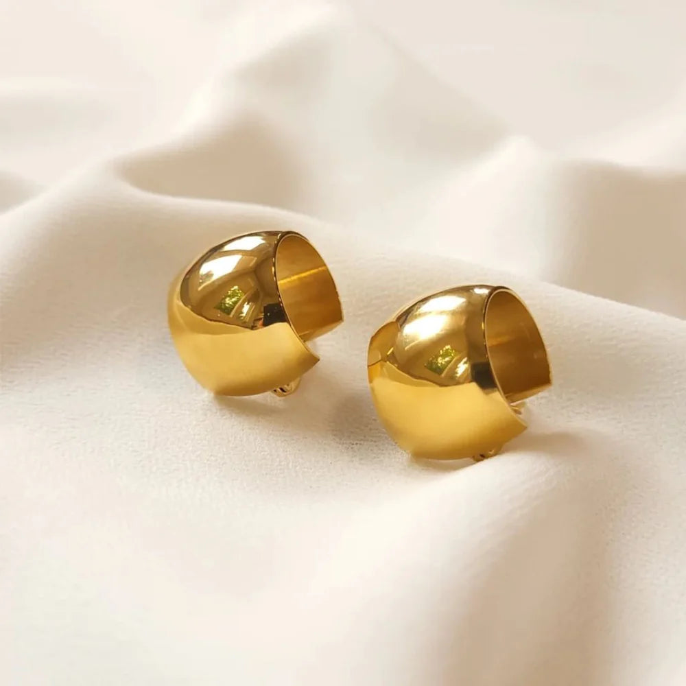 Bold Dome-Shaped Gold Statement Earrings