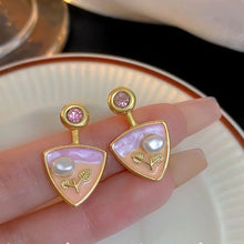 Charming Enamel & Pearl Floral Stud Earrings