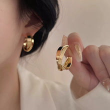 Modern Gold Crossover Hoop Earrings