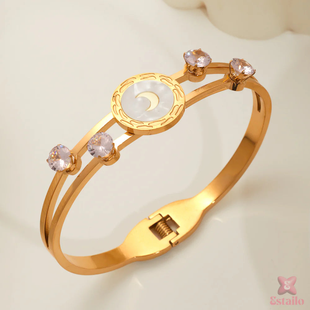 Crescent Moon Charm Bangle Bracelet