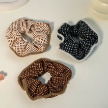 Cozy Polka Dot Fleece-Trim Scrunchie