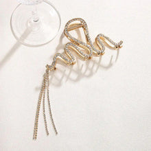 Crystal Wave Hair Clutcher – Gold Plated with Rhinestone Tassels