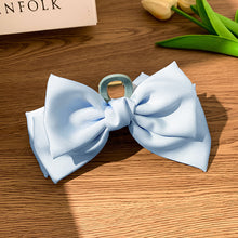 Chic Light Blue Bow Hair Clutcher – Soft Fabric Clip with Pastel Finish