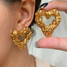 Textured Gold Abstract Heart Earrings