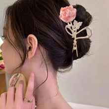 Luxury Rose & Butterfly Hair Clutcher – Rhinestone Glam with Pearl Accents