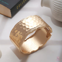Wide Hammered Cuff Bracelet with Wavy Edges