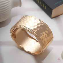 Wide Hammered Cuff Bracelet with Wavy Edges