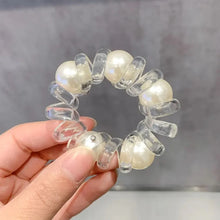 Transparent Zigzag Pearl Scrunchie