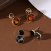 Vintage Amber Crystal Stud Earrings – Elegant Evening Sparkle