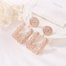 Textured Geometric Gold Statement Earrings