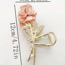 Luxury Rose & Butterfly Hair Clutcher – Rhinestone Glam with Pearl Accents