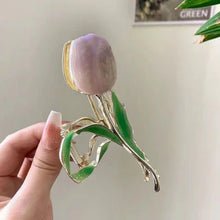 Pastel Tulip Hair Clutcher – Enamel Floral Design in Soft Tones