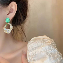 Vintage Green Gemstone Floral Drop Earrings