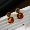 Vintage Amber Crystal Stud Earrings – Elegant Evening Sparkle