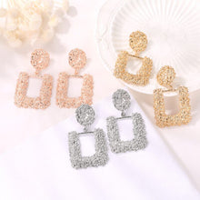 Textured Geometric Gold Statement Earrings