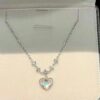 Iridescent Crystal Heart Necklace with Diamond Accents