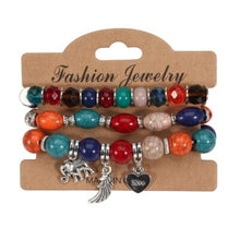 Bohemian Multicolor Beaded Charm Bracelet Set