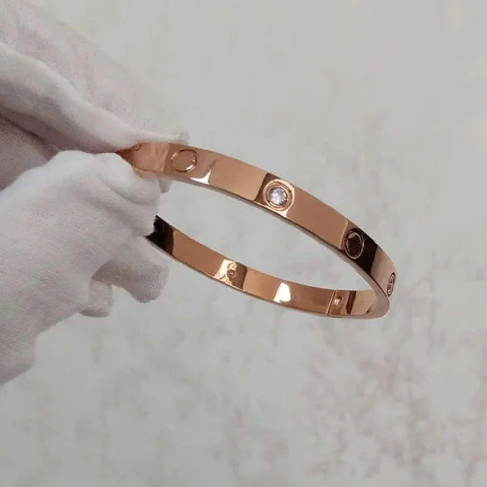 Classic Screw Motif Bracelet with Crystal Accents