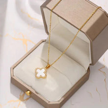 Stylish Reversible Clover Pendant Necklace in Artificial Gold Finish