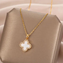 Stylish Reversible Clover Pendant Necklace in Artificial Gold Finish
