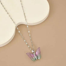Iridescent Butterfly Pendant Necklace
