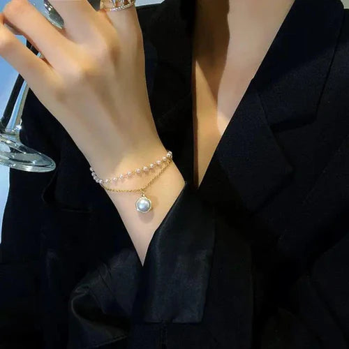 Dual-Strand Pearl Charm Bracelet