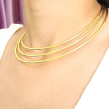 Minimalist Triple-Layer Metal Choker Necklace