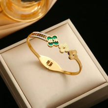 Floral Elegance Enamel & Crystal Cuff