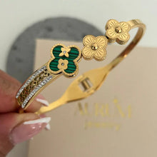 Floral Elegance Enamel & Crystal Cuff