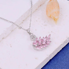 Elegant Swan Pendant with Pink Gem Accents