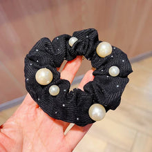 Cream Textured Scrunchie with Pearl Embellishments