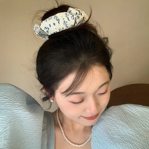 Vintage Floral Cotton Scrunchie