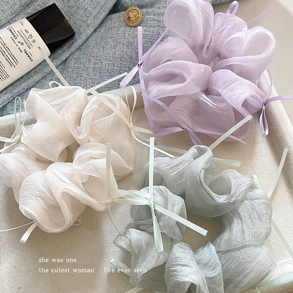 Elegant Organza Scrunchies with Ribbon Accents