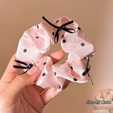 Pink Satin Polka Dot Scrunchie with Ribbon Bows