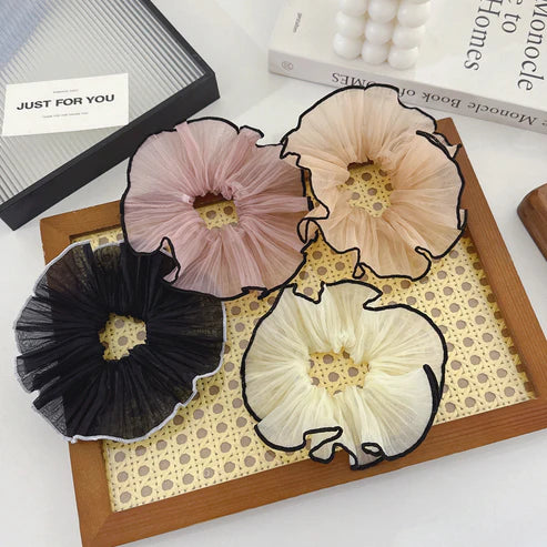 Sheer Elegance Ruffle Mesh Scrunchie