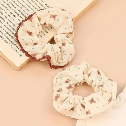 Vintage Floral Cotton Scrunchie